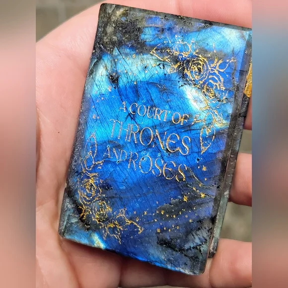 ACOTAR Labradorite Crystal Gemstone Book Carving Booktok A Court of Thorns Roses - Picture 2 of 6